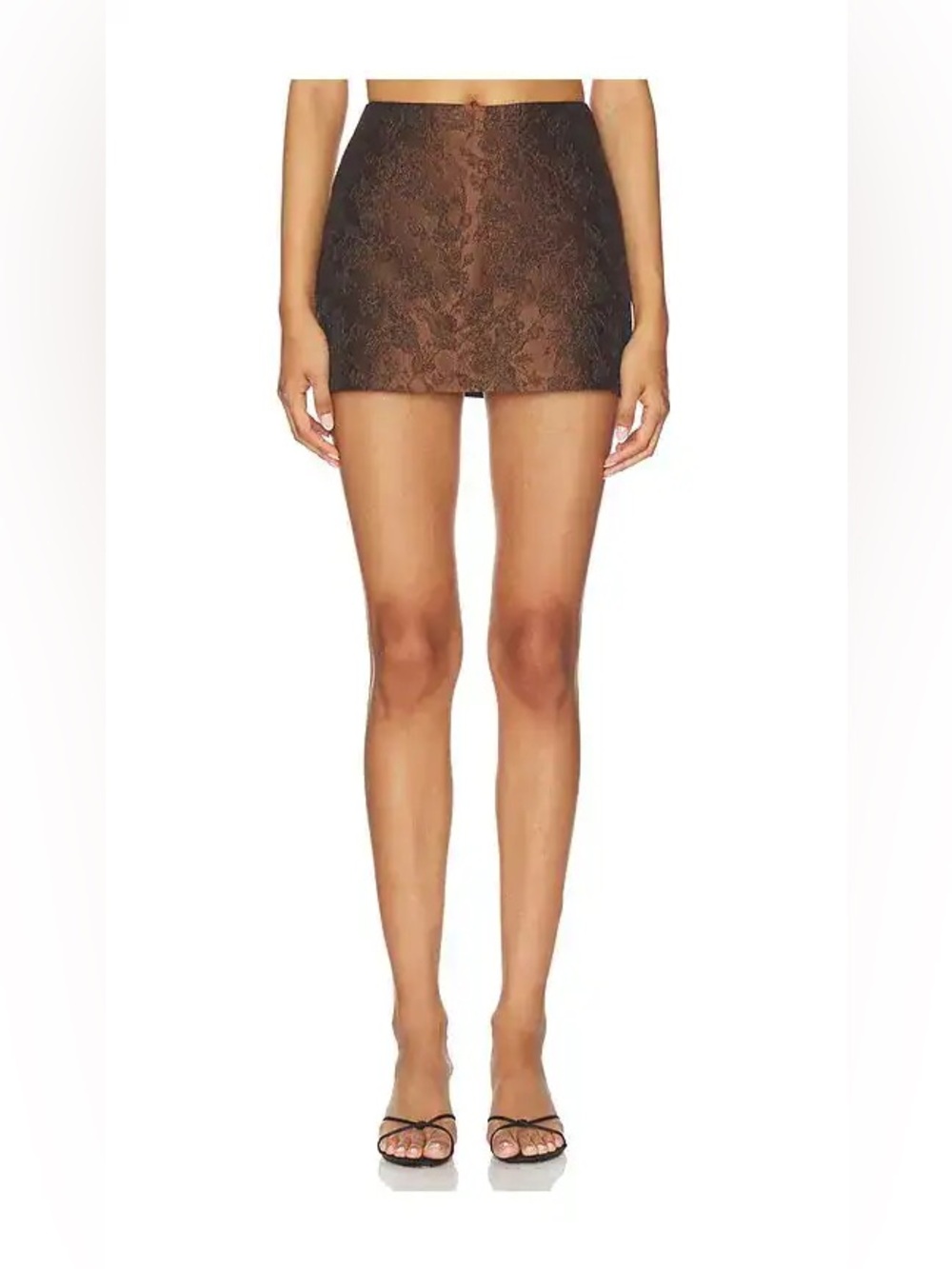 Amanda Uprichard brown jacquard lace mini skirt-shorts Size XS 100% polyester
